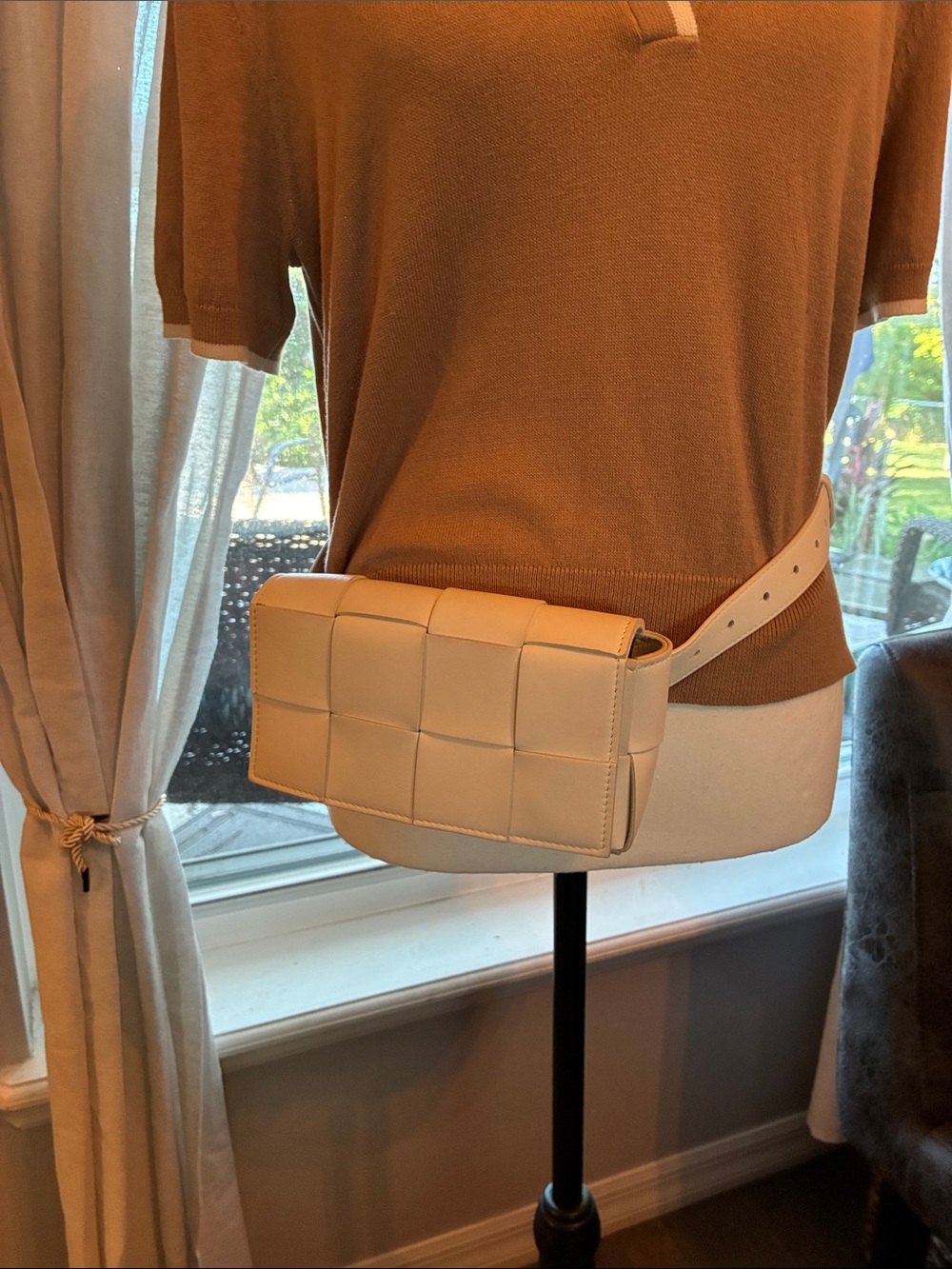 Bottega Veneta white cassette Leather Belt Bag